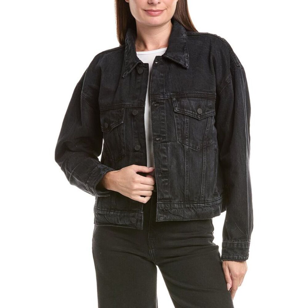 Hudson Jeans Womens Brea Swing Trucker Jacket, Black